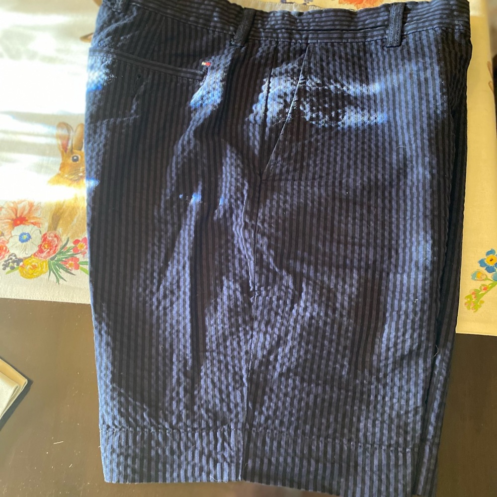 Mens TOMMY HILFIGER Stripe Navy Shorts Sz 32